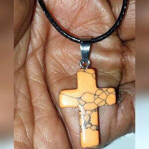 Orange Cross Pendant Necklace
